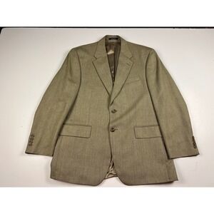 Vintage Chaps Ralph Lauren Mens Khaki Herringbone Blazer Sport Coat 42R Foley's